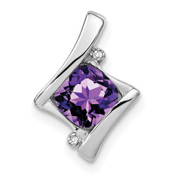 10k White Gold Amethyst and Diamond Pendant