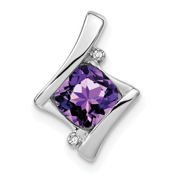 10k White Gold Amethyst and Diamond Pendant