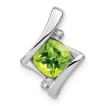 10k White Gold Peridot and Diamond Pendant