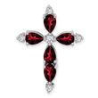 10K White Gold Garnet and Diamond Cross Chain Slide