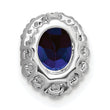 14K White Gold Lab Grown Diamond and Cr Blue Sapphire Halo Chain Slide
