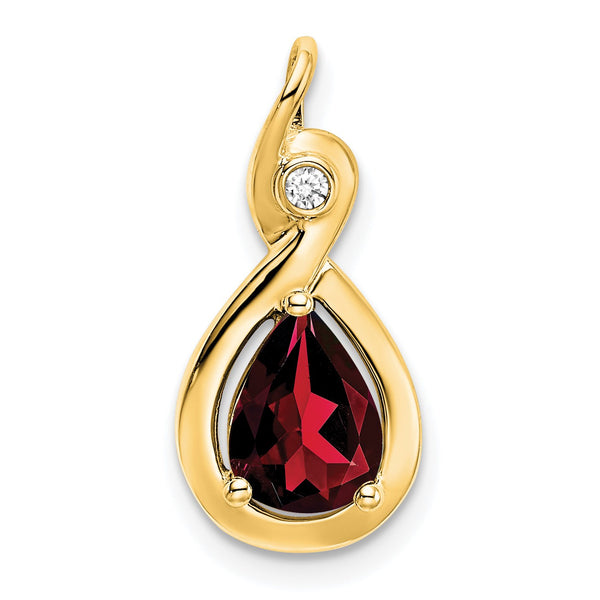 10k Pear Garnet and Diamond Pendant - Birthstone Company