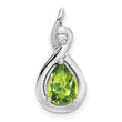 10k White Gold Pear Peridot and Diamond Pendant