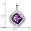 Sterling Silver Rhodium-plated Amethyst and Diamond Pendant