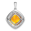 Sterling Silver Citrine and Diamond Pendant