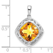 Sterling Silver Citrine and Diamond Pendant