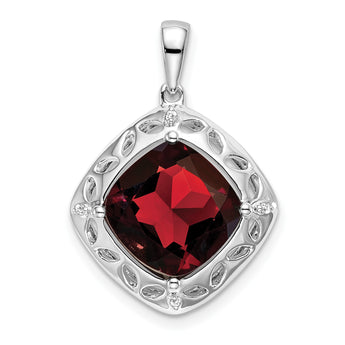 Sterling Silver Garnet and Diamond Pendant - Birthstone Company