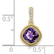 10k Cushion Amethyst and Diamond Pendant