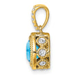 10k Cushion Blue Topaz and Diamond Pendant