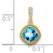 10k Cushion Blue Topaz and Diamond Pendant