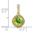 10k Cushion Peridot and Diamond Pendant