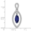 14K White Gold Lab Grown Diamond and Created Blue Sapphire Chain Slide