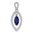 14K White Gold Lab Grown Diamond and Created Blue Sapphire Chain Slide