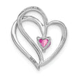 14k White Gold Pink Sapphire and Diamond Heart Chain Slide
