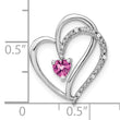 14k White Gold Pink Sapphire and Diamond Heart Chain Slide