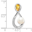 10k White Gold Citrine/FWC Pearl/Diamond Infinity Chain Slide
