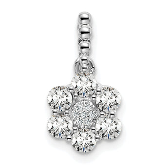 14K White Gold Lab Grown Diamond SI1/SI2, G H, Floral Pendant