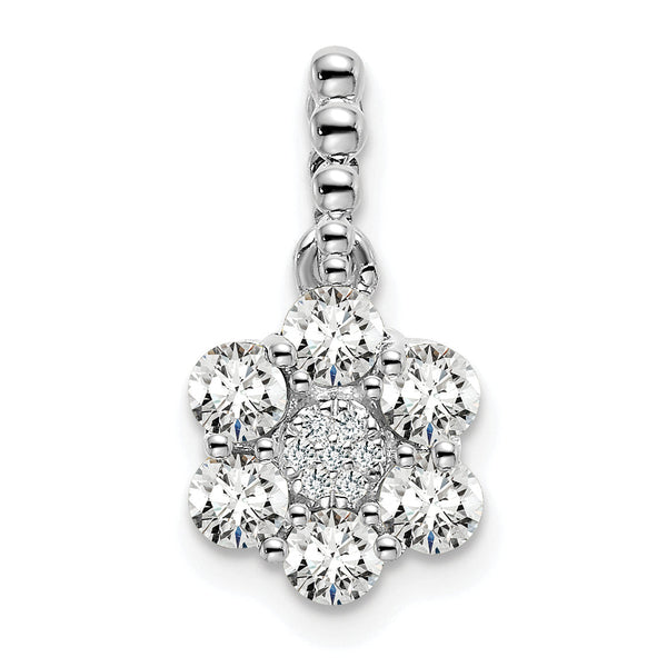 14K White Gold Lab Grown Diamond SI1/SI2, G H, Floral Pendant