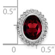10k White Gold Oval Garnet Chain Slide