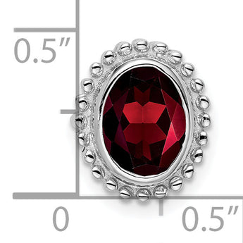 10k White Gold Oval Garnet Chain Slide