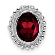 10k White Gold Oval Garnet Chain Slide