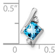 Sterling Silver Antique Cushion Blue Topaz and Diamond Pendant