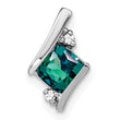 Sterling Silver Antique Cushion Cr. Alexandrite and Diamond Pendant