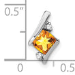 10k White Gold Cushion Citrine and Diamond Chain Slide