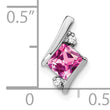 10k White Gold Cushion Cr. Pink Sapphire and Diamond Chain Slide