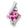 Sterling Silver Antique Cushion Cr. Pink Sapphire and Diamond Pendant