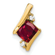 10k Yellow Gold Cushion Cr. Ruby and Diamond Chain Slide