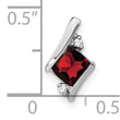 10k White Gold Cushion Garnet and Diamond Chain Slide - Birthstone Company