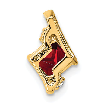 10k Yellow Gold Cushion Garnet and Diamond Chain Slide - Birthstone Company