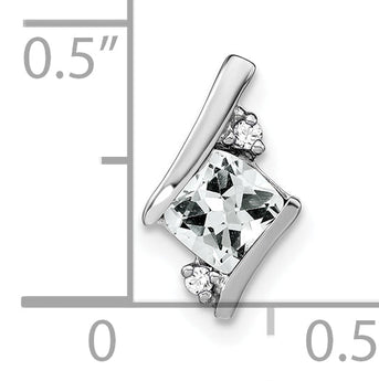 10k White Gold Cushion White Topaz and Diamond Chain Slide