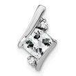 10k White Gold Cushion White Topaz and Diamond Chain Slide