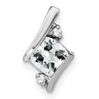 Sterling Silver Antique Cushion White Topaz and Diamond Pendant