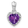 Sterling Silver Rhodium-plated Amethyst and Diamond Pendant