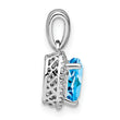 Sterling Silver Rhodium-plated Blue Topaz and Diamond Pendant