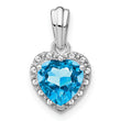 Sterling Silver Rhodium-plated Blue Topaz and Diamond Pendant