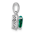 Sterling Silver Rhodium-plated Created Emerald and Diamond Pendant