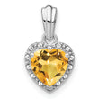 Sterling Silver Rhodium-plated Citrine and Diamond Pendant