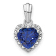 Sterling Silver Rhod-plated Created Sapphire and Diamond Pendant