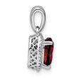 Sterling Silver Rhodium-plated Garnet and Diamond Pendant