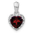 Sterling Silver Rhodium-plated Garnet and Diamond Pendant - Birthstone Company