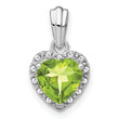 Sterling Silver Rhodium-plated Peridot and Diamond Pendant