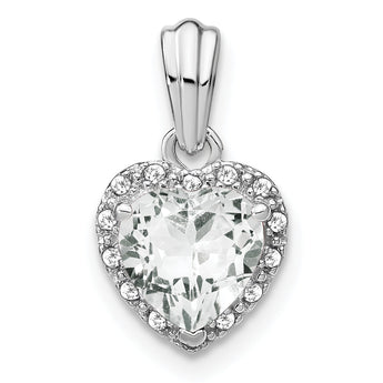 Sterling Silver Rhodium-plated White Topaz and Diamond Pendant