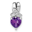 Sterling Silver Rhodium-plated Amethyst and Diamond Pendant