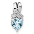 Sterling Silver Rhodium-plated Aquamarine and Diamond Pendant