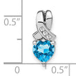 Sterling Silver Rhodium-plated Blue Topaz and Diamond Pendant
