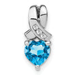 Sterling Silver Rhodium-plated Blue Topaz and Diamond Pendant